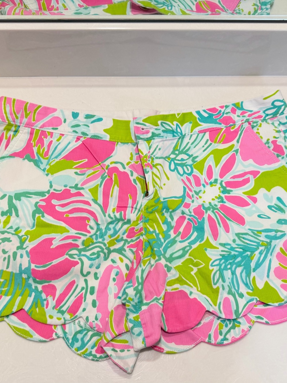 Lilly Pulitzer Pink, Green & Aqua Floral Scallop-Hem Skort